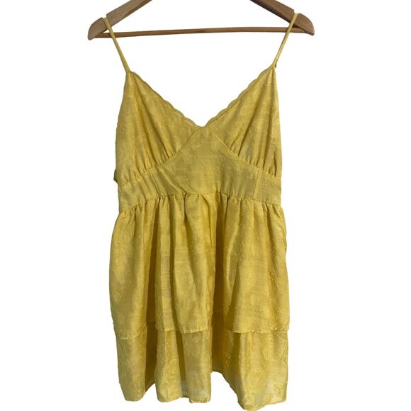 Wild Fable NWT babydoll mini dress women’s size XXL yellow textured boho peasant - Picture 1 of 6